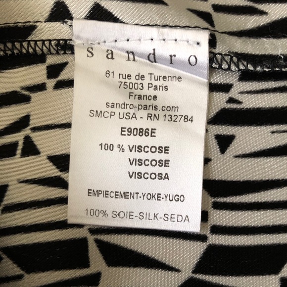 Sandro France Elite Bis Ecru Geometric Top - Picture 9 of 9